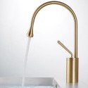 Grifo de lavabo dorado cepillado monomando giratorio oro