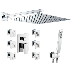 Ducha empotrada hidromasaje con 6 jets y rociador extraplano