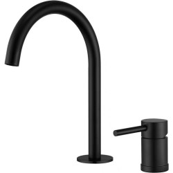 Grifo de lavabo negro mate cuello cisne encastrado