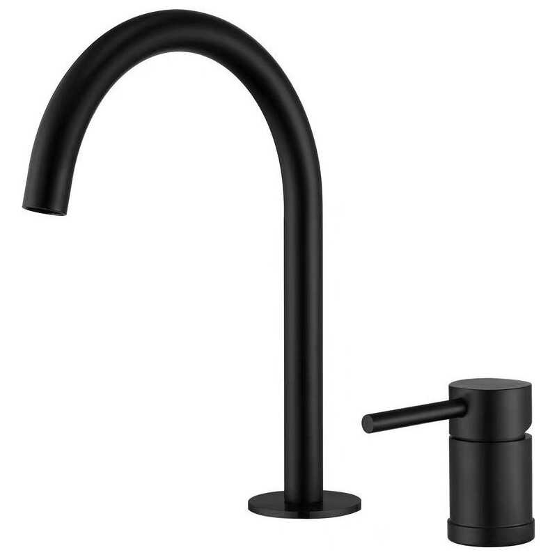 Grifo de lavabo negro mate cuello cisne encastrado