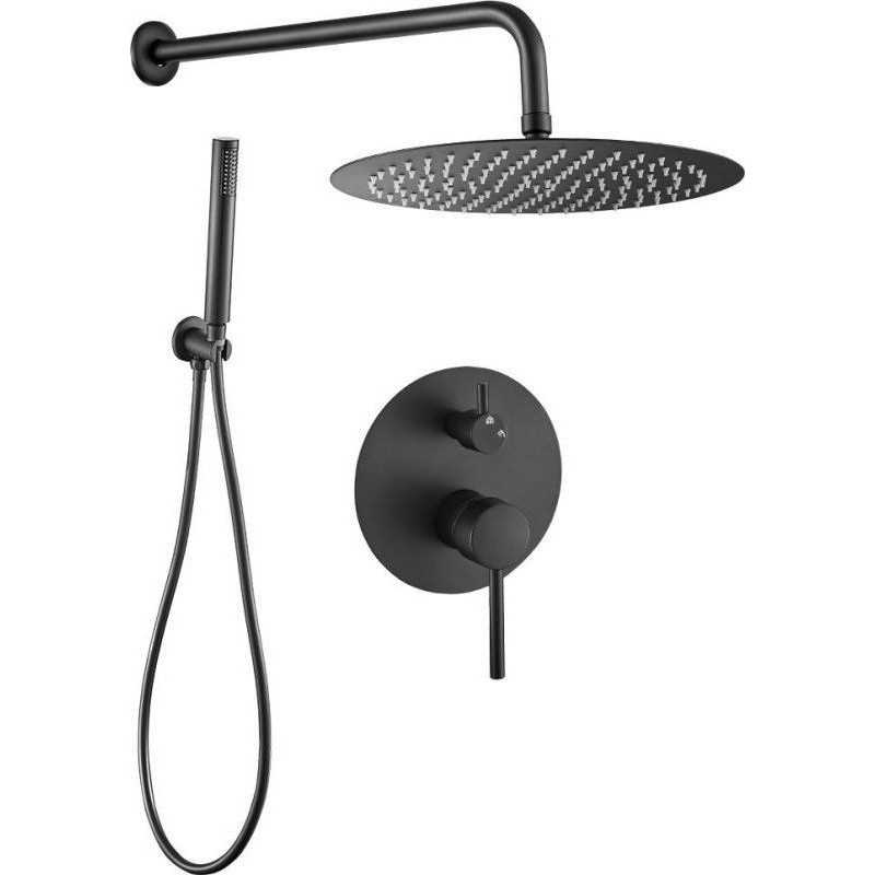 Comprar Ducha negro mate empotrada monomando redonda online