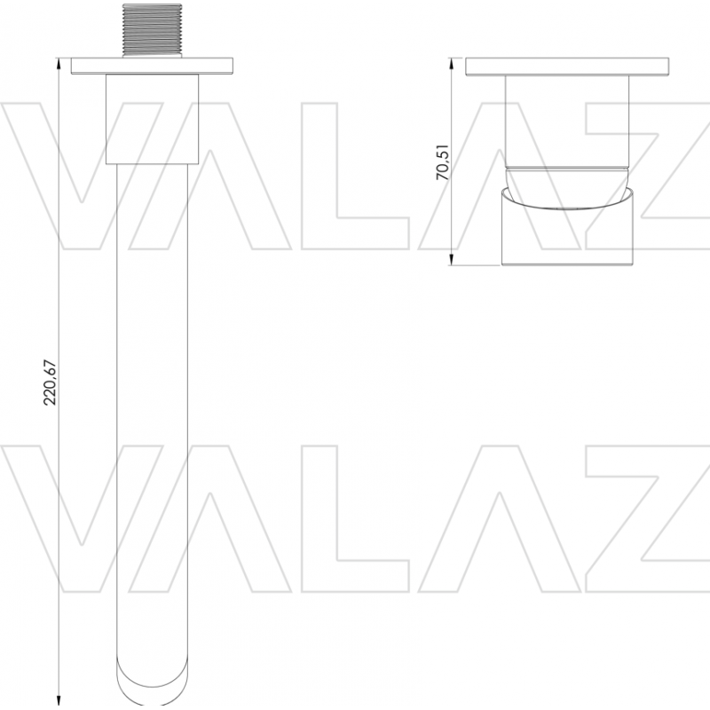 Ducha empotrada monomando 1 vía redonda dorado cepillado a pared serie  Guadiana – VALAZ – Fabricación y comercialización de grifería