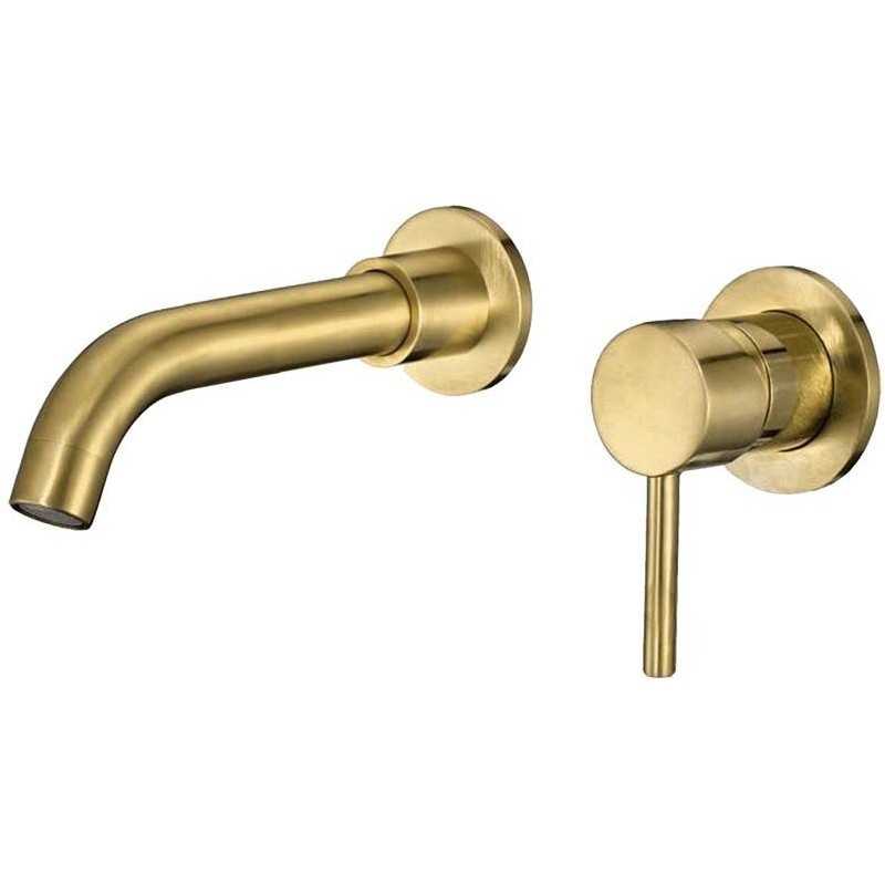 Comprar Grifo dorado cepillado mate empotrado caño corto 15cm monomando  online