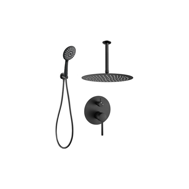 Comprar Griferia de ducha empotrada redonda monomando negro mate