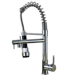 Grifo de cocina giratorio extraible cromo monomando 2 salidas de agua