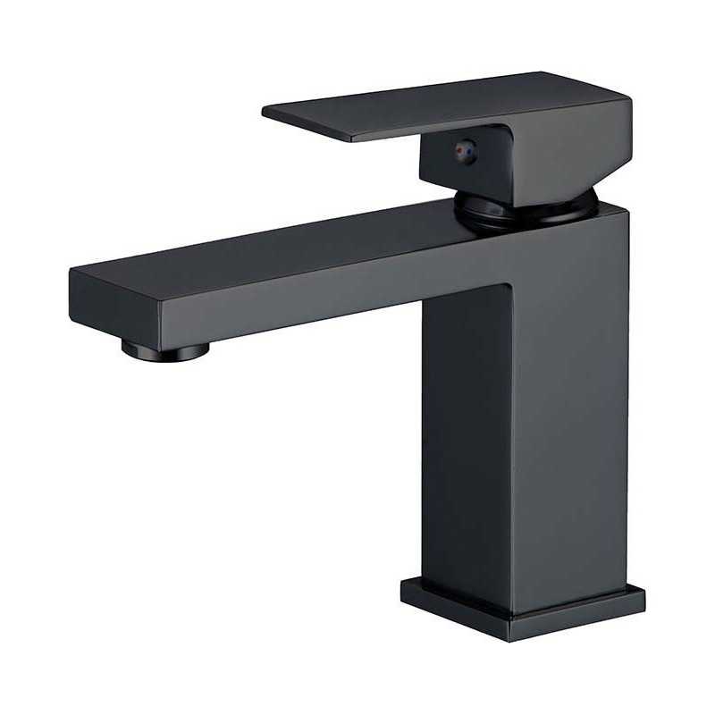 Grifo  lavabo negro mate monomando cuadrado serie Segura