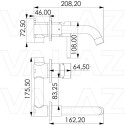 Grifo empotrado pared negro mate caño corto 15cm