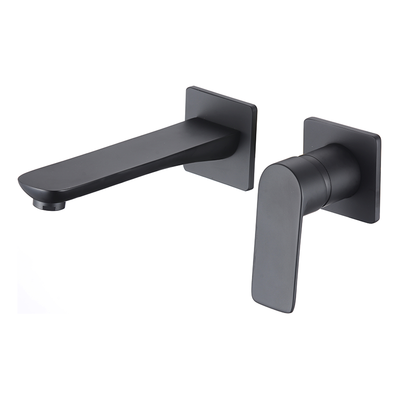 Grifo empotrado de lavabo ovalado negro mate