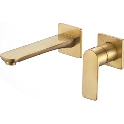 Grifo de lavabo empotrado ovalado con embellecedor cuadrado dorado  cepillado serie sil – VALAZ – Fabricación y comercialización de grifería