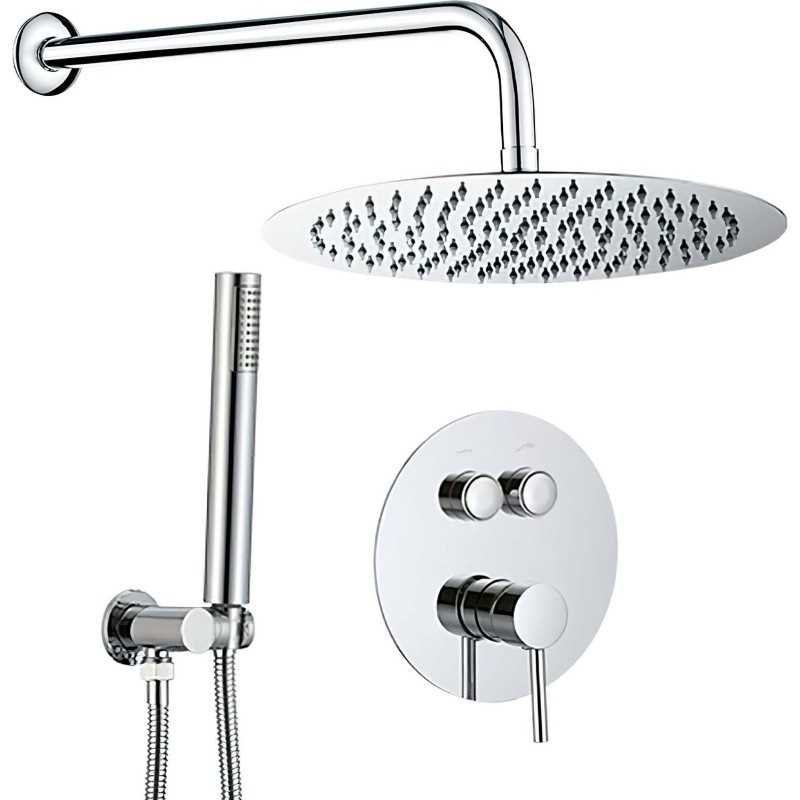 Comprar Conjunto de ducha /bañera empotrada pared negro mate de 3 vías  online