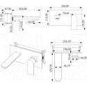 Grifo de lavabo empotrado ovalado con embellecedor cuadrado negro mate