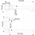 Grifo lavabo empotrado dorado envejecido caño largo 26cm monomando redondo