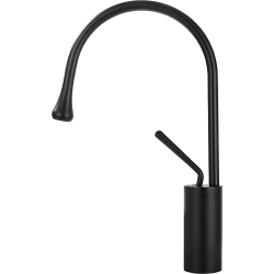 Comprar Grifo de lavabo alto negro mate con apertura en agua fría monomando  caño recto online