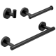 Accesorios de baño en negro mate  de acero inoxidable SUS304: Toallero 40cm + portarrollos + percha