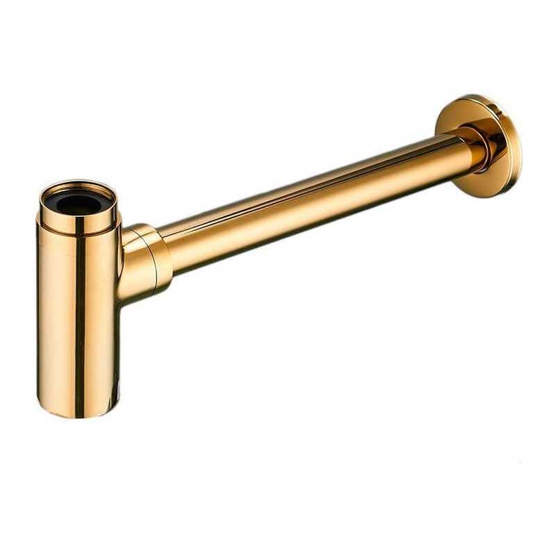Sifón de lavabo dorado brillo oro