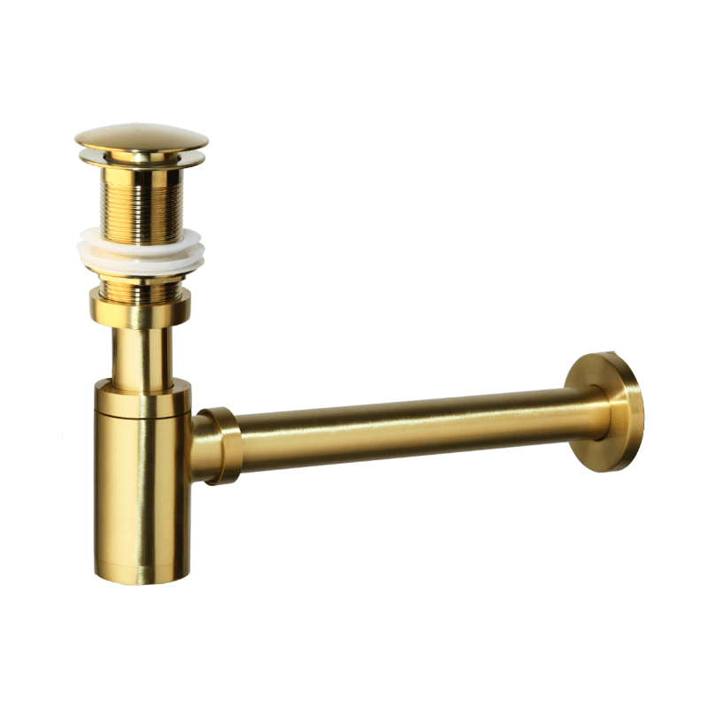 Comprar Sifón + válvula click clack de lavabo dorado cepillado